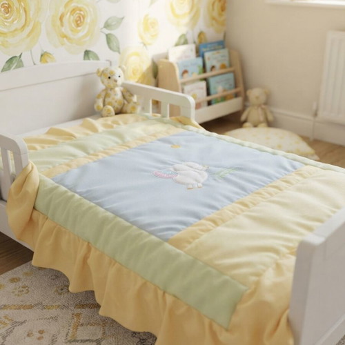 New Baby hypoallergenic baby quilt with ruffles
