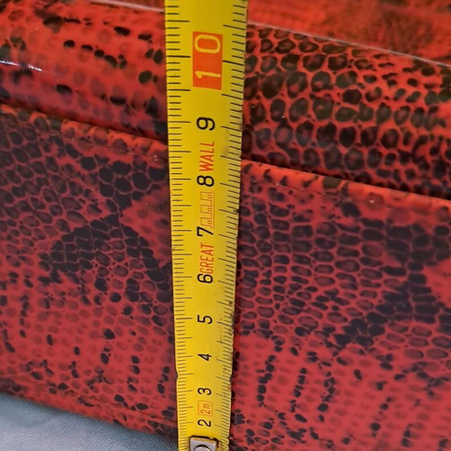 Vintage vinyl shoulder bag with red Python print, like new