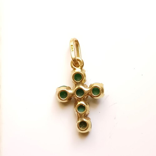 Gold Cross K18 Miniature with Turquoise and Chrysoprase like new