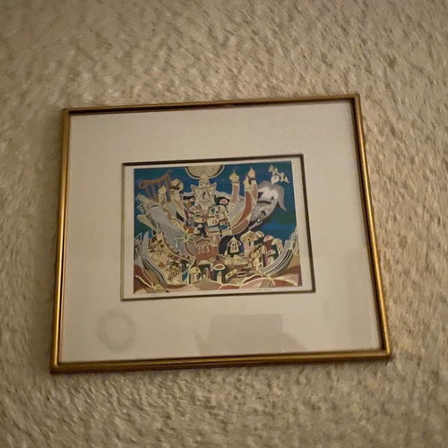Ilan Hasson lithograph numbered new with frame Menorah