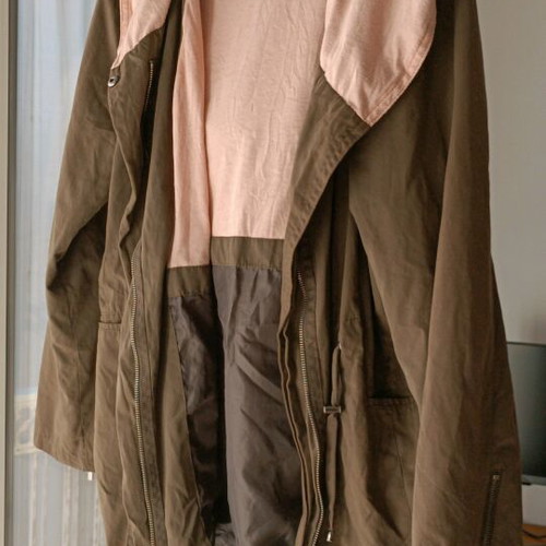 Laura Ashley women's used plus size lightweight autumn spring jacket khaki brown pink