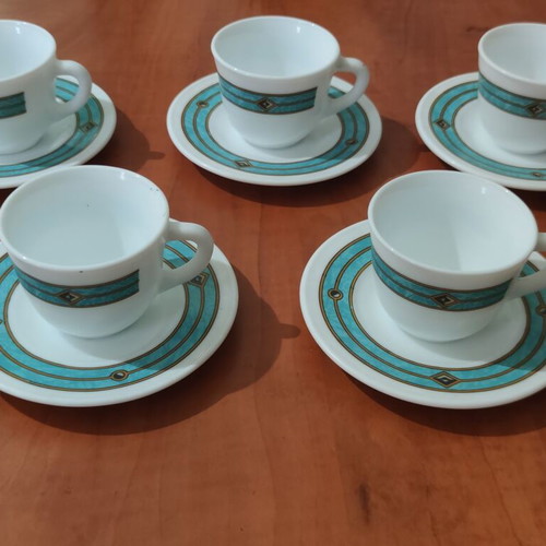 Vintage Harmonia Oceano coffee cup set, like new, 6 cups 5 saucers