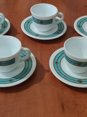 Vintage Harmonia Oceano coffee cup set, like new, 6 cups 5 saucers
