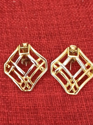 Steel gold-colored earrings like new
