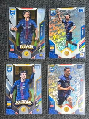 PSG Panini Adrenalyn XL FIFA365 card lot of 4 Marquinhos Titan, Fabian Ruiz Magician, Vitinha, Hakimi
