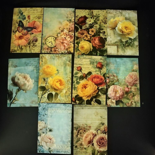 Vintage cards with flowers, pack of 8, like new