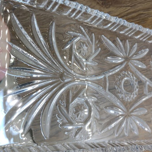 Walther Crystal Glas crystal platter like new with floral elements