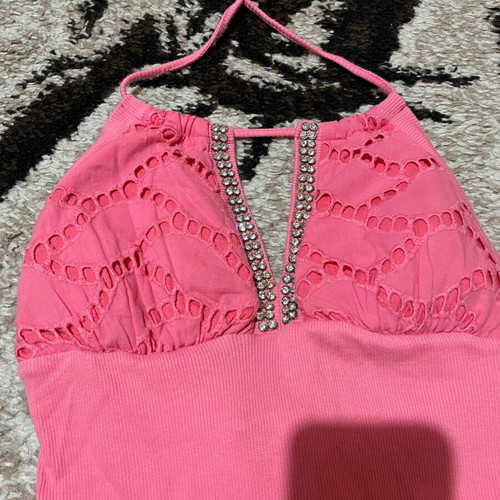 BSB fuchsia top with rhinestones halter, like new, size S