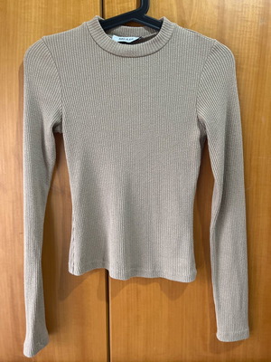 Sac & Co ribbed blouse used, beige, long sleeve