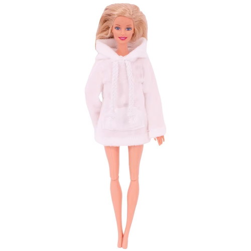 Doll dress Comfy white sweatshirt style with hood new