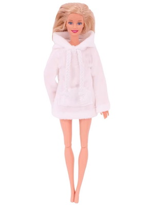 Doll dress Comfy white sweatshirt style with hood new