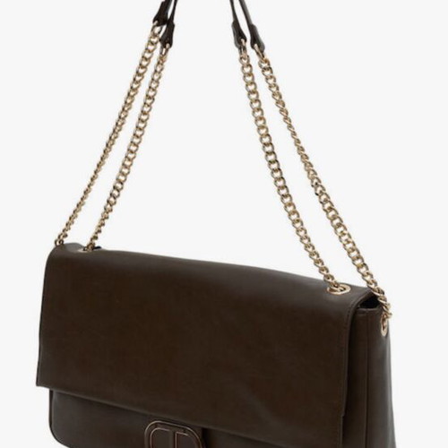 Twinset Milano shoulder bag with gold chain, taupe