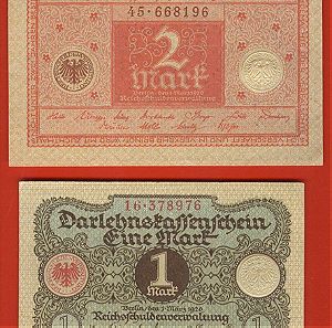 1920 GERMANY EMPIRE 1 & 2 MARK UNC