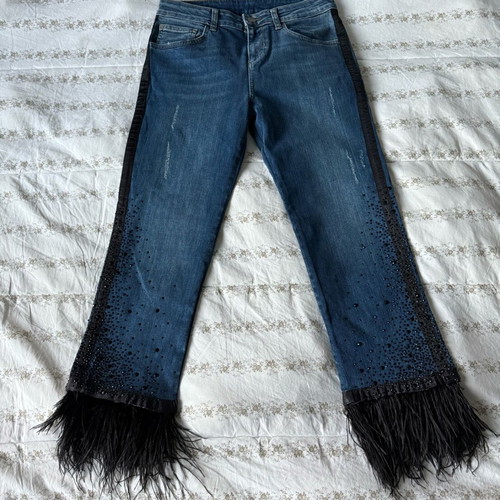 Liu Jo jeans like new with feathers and rhinestones, size S