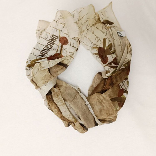 Moschino silk scarf 84 x 84 cm new, beige and brown tones