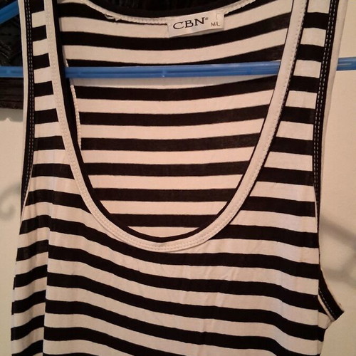 Striped long dress M/L white-dark blue like new