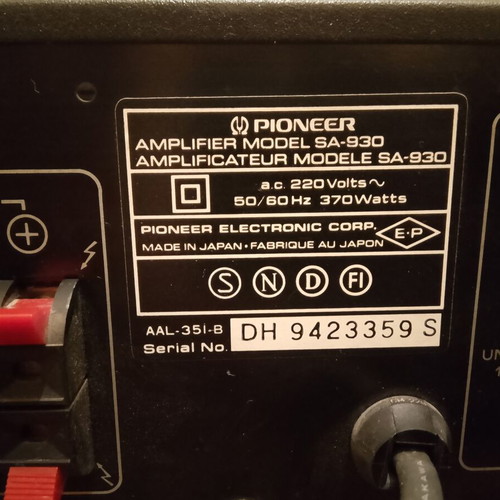 Pioneer SA-930 amplifier used, needs repair