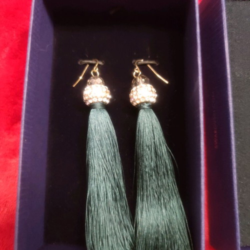 Avon earrings with green tassel like new
