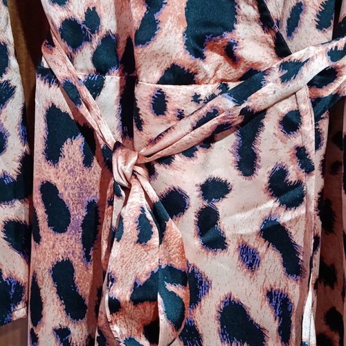 Dancing Leopard satin dress size M, new, black and orange