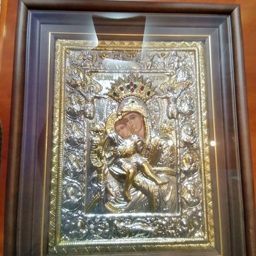 Panagia Axion Esti religious icon with 925 silver, new