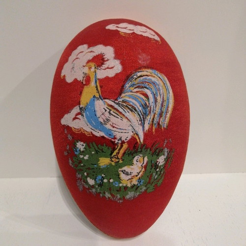 Handmade egg used with painted rooster and chick