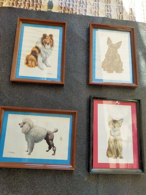 Collection of 4 framed animal art prints from England
