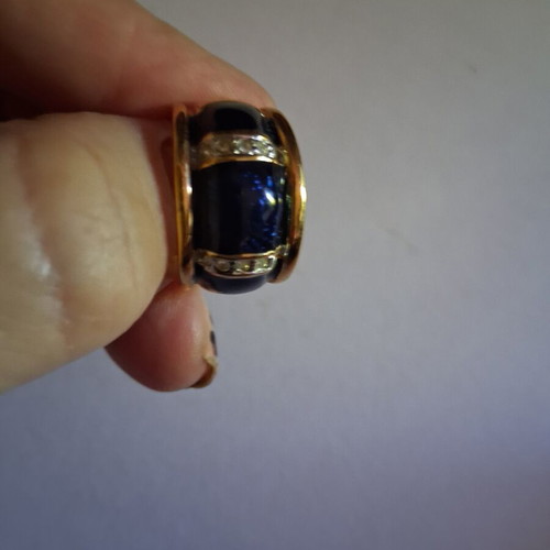Vintage Atelier Cocktail Ring size 54, like new, blue and gold tone