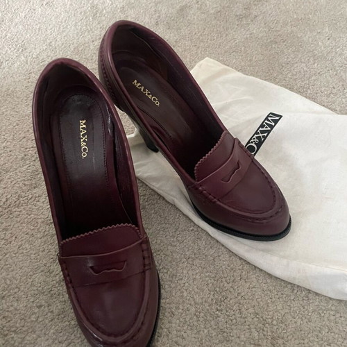 Max & Co Women's Loafers Bordeaux Like New With Heel