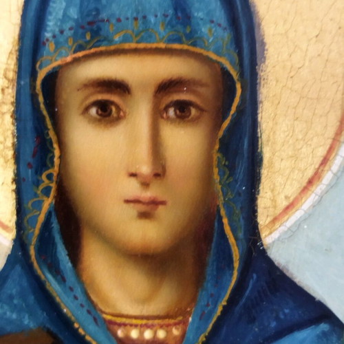 Handmade collectible icon of Saint Chrysi, 1902