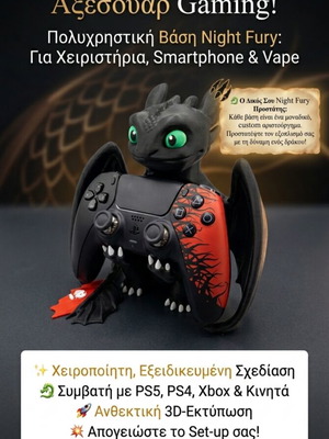 Night Fury 3D εκτυπωμένη βάση χειριστηρίου gaming καινούργια