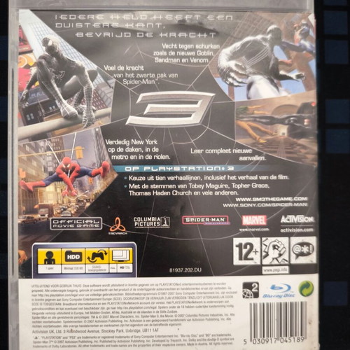 Spider-Man 3 PS3 game with custom cover