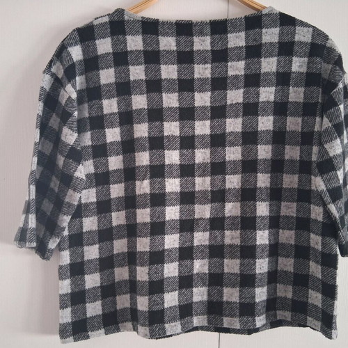 Zara lightweight wool blouse with 3/4 sleeve like new, black and gray