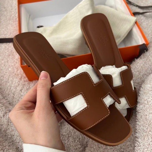 Hermes Oran sandals, brown leather, size 37