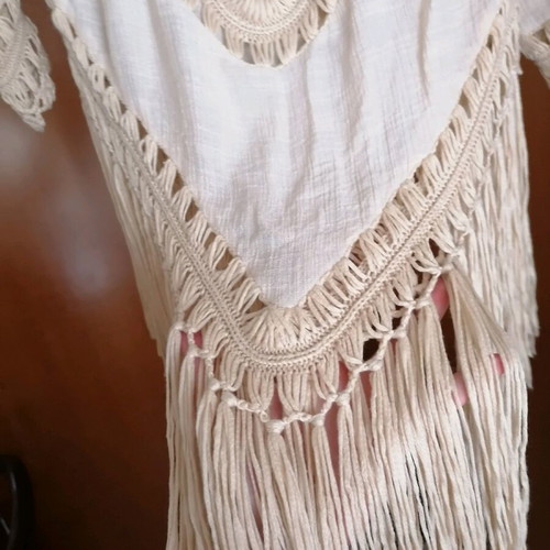 Tunic with fringes like new, beige, size M