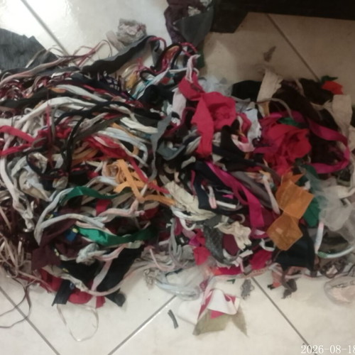 Fabric remnants small strips, approx. three small bags
