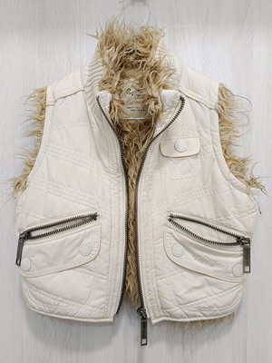 Pepe Jeans sleeveless jacket like new, white and beige