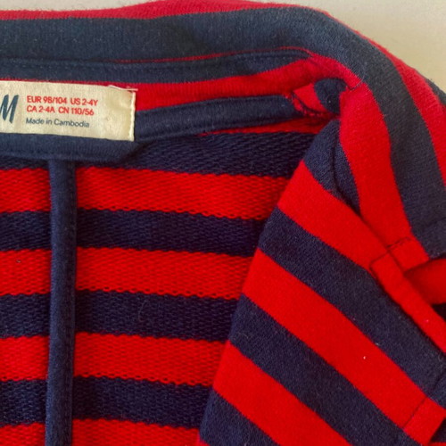 Children's striped blue-red H&M jacket used, 2-4 years
