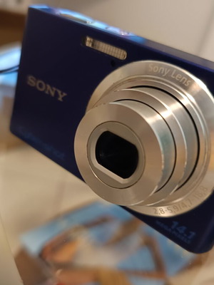 Sony Cyber-shot DSC-W610 digital camera, blue, vintage Y2K style