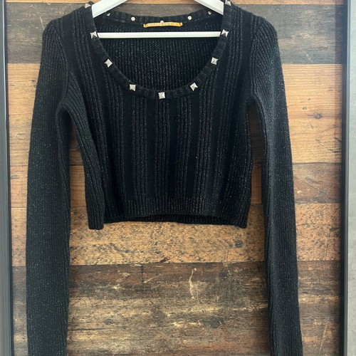 Women's knitted cropped sweater black, like new, size S