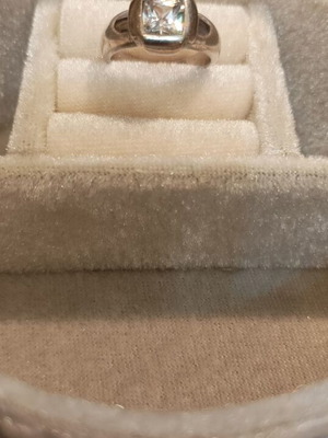 Italian Silver Ring with Square Zircon, Like New