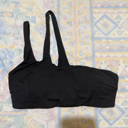 H&M Black Bikini Top One Shoulder with Double Strap New