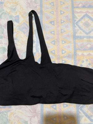 H&M Black Bikini Top One Shoulder with Double Strap New
