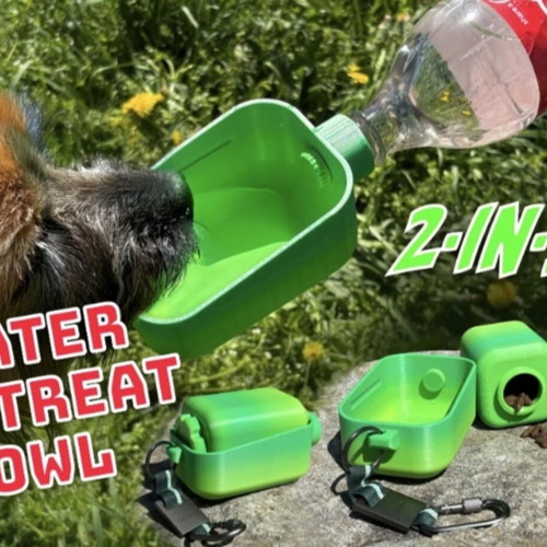 2 in 1 Travel Bottle for Dogs and Cats, new, water and food bowl