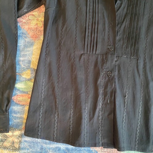 Sarah Lawrence Black Fitted Striped Shirt New, Long Sleeve