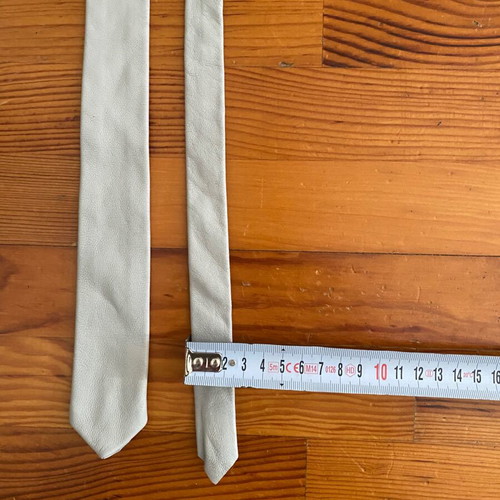 Leather thin gray vintage tie used