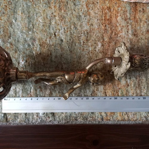 Vintage brass candlestick like new, carved, 25 cm