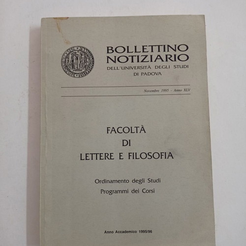 Bollettino Notiziario Faculty of Letters and Philosophy like new, University of Padova