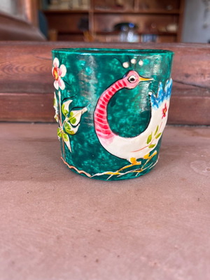 Vintage ceramic handmade decorative jar 1971 used