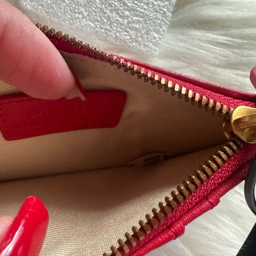 Authentic Pinko leather card holder new, red