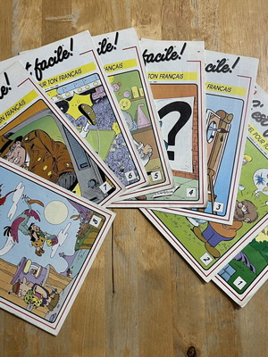 C'est facile! French learning comic magazine set, 8 issues 1989-90